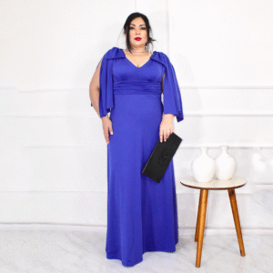Vestido Plus size - Ocasião de cores - Vestido de festa - Fluid - Vestido longo - Laço no ombro